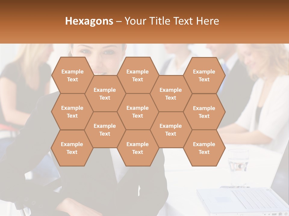 A Woman Sitting At A Table In Front Of A Group Of People PowerPoint Template