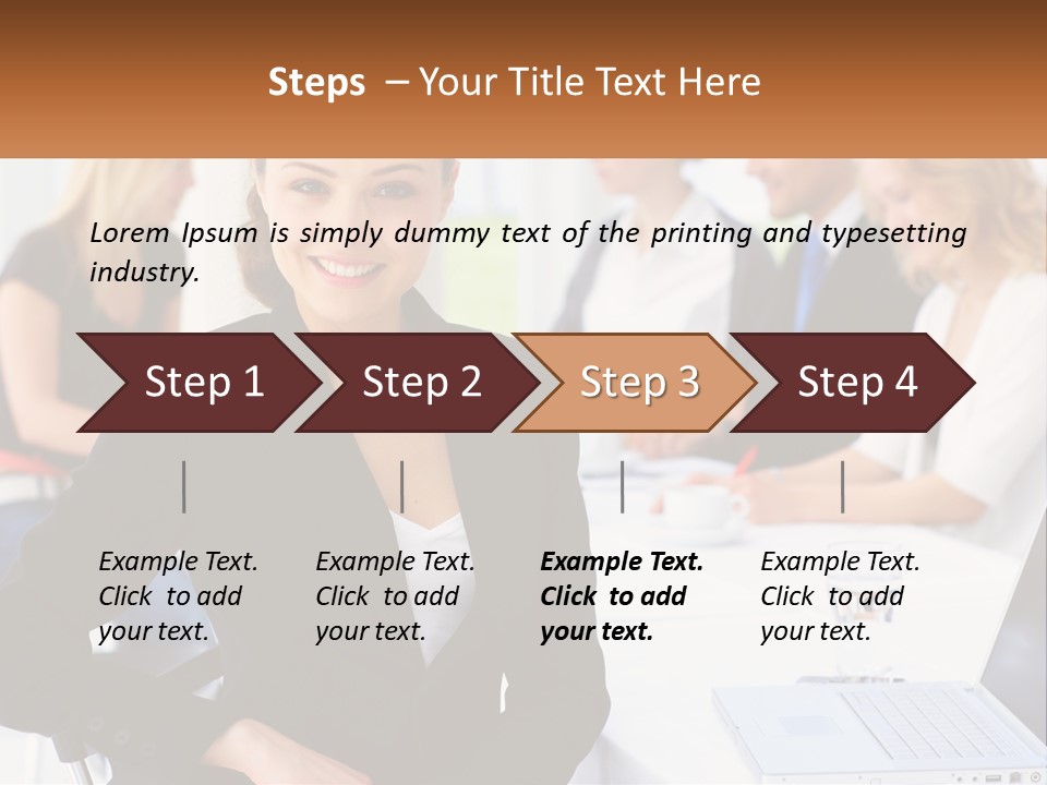 A Woman Sitting At A Table In Front Of A Group Of People PowerPoint Template