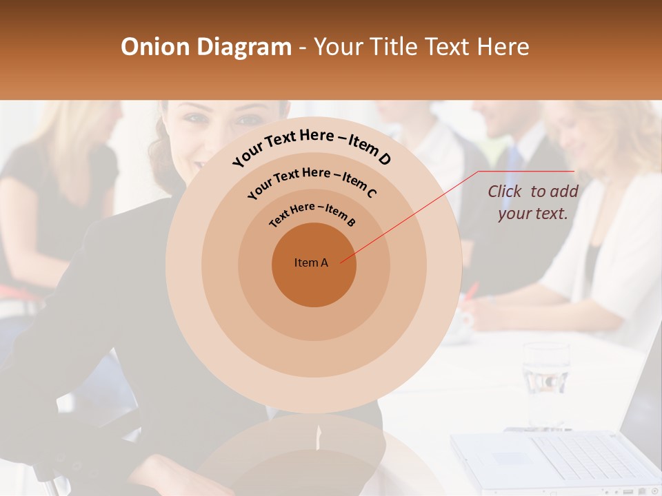 A Woman Sitting At A Table In Front Of A Group Of People PowerPoint Template