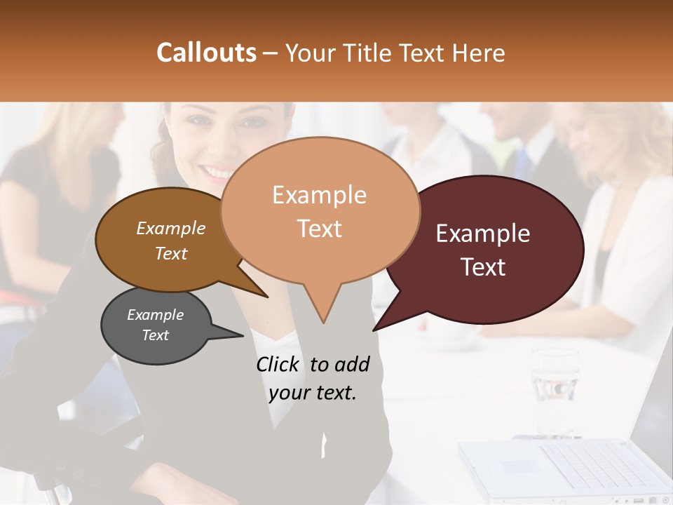 A Woman Sitting At A Table In Front Of A Group Of People PowerPoint Template