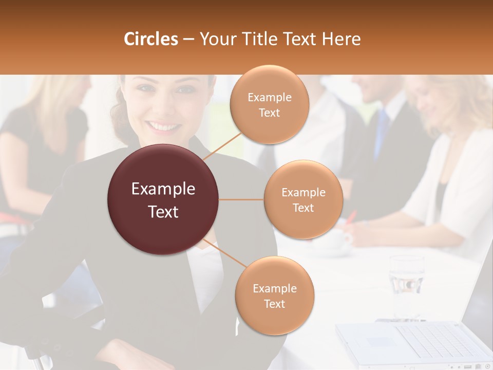 A Woman Sitting At A Table In Front Of A Group Of People PowerPoint Template