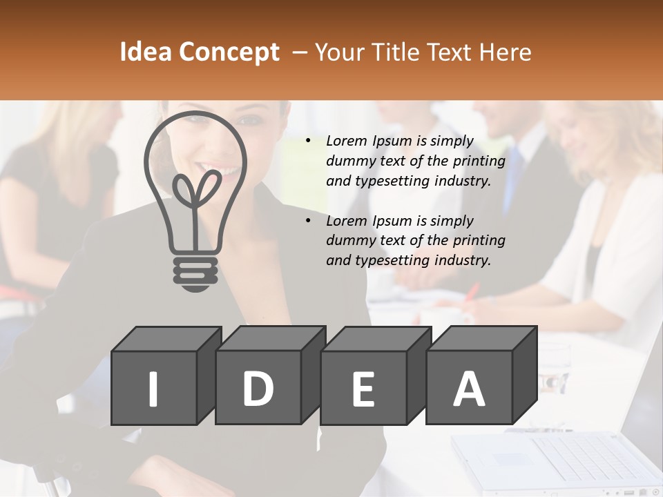 A Woman Sitting At A Table In Front Of A Group Of People PowerPoint Template