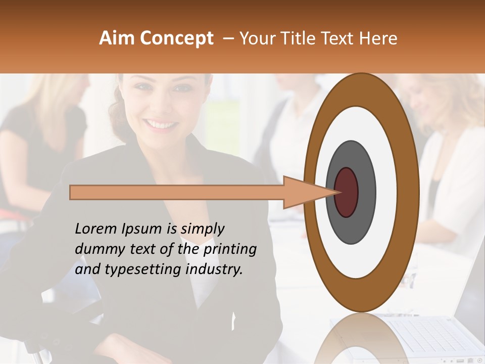 A Woman Sitting At A Table In Front Of A Group Of People PowerPoint Template