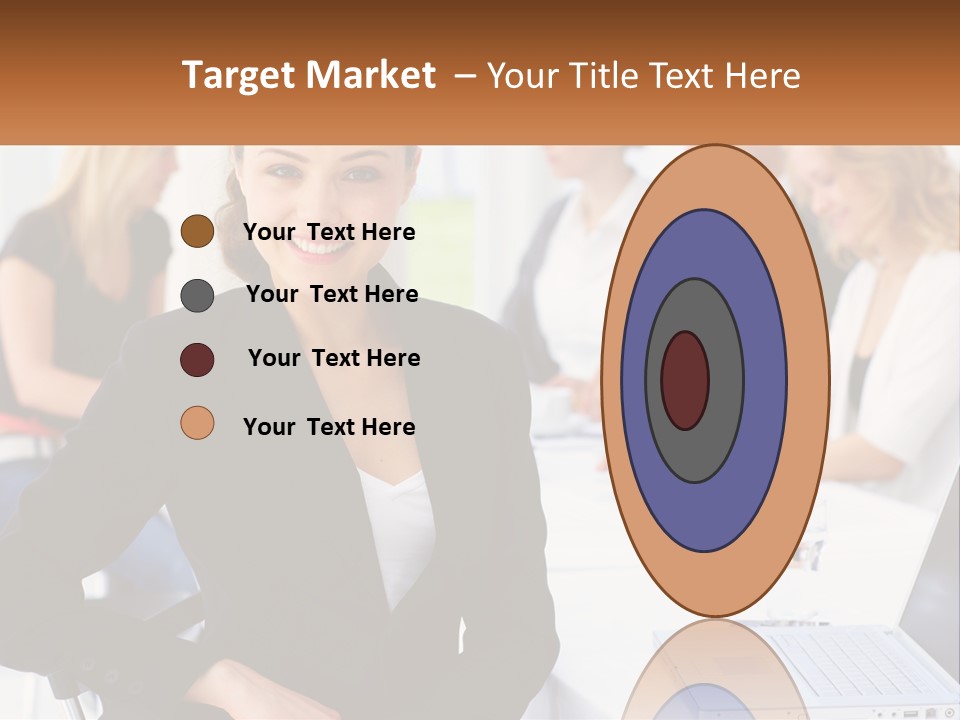 A Woman Sitting At A Table In Front Of A Group Of People PowerPoint Template