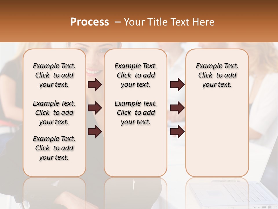 A Woman Sitting At A Table In Front Of A Group Of People PowerPoint Template