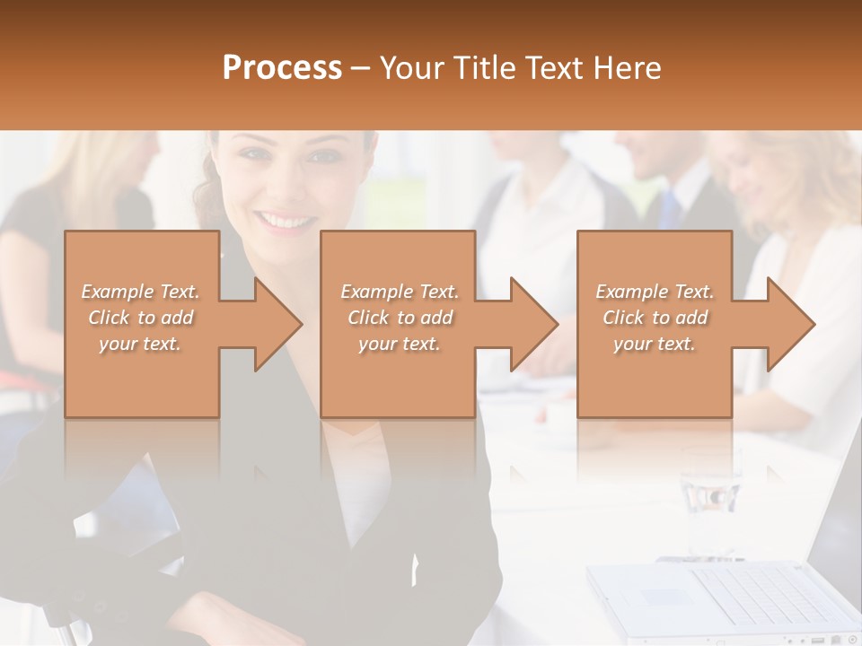 A Woman Sitting At A Table In Front Of A Group Of People PowerPoint Template