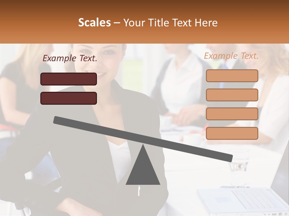 A Woman Sitting At A Table In Front Of A Group Of People PowerPoint Template