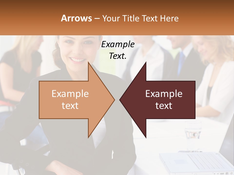 A Woman Sitting At A Table In Front Of A Group Of People PowerPoint Template