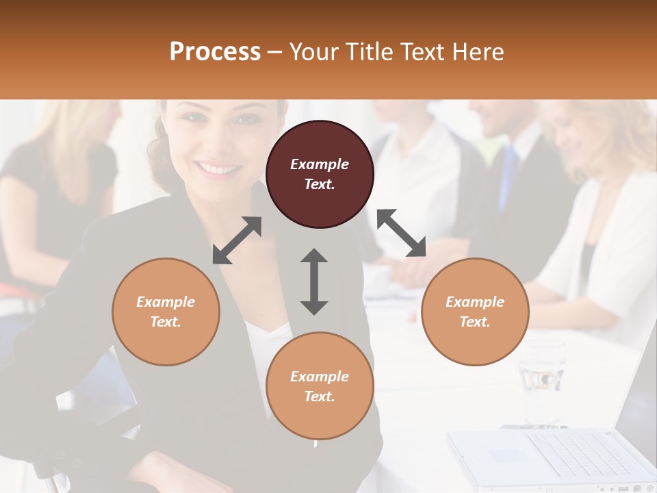 A Woman Sitting At A Table In Front Of A Group Of People PowerPoint Template