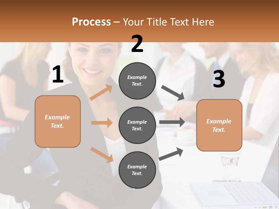 A Woman Sitting At A Table In Front Of A Group Of People PowerPoint Template