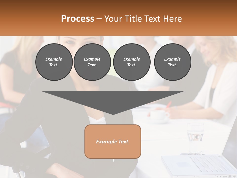 A Woman Sitting At A Table In Front Of A Group Of People PowerPoint Template