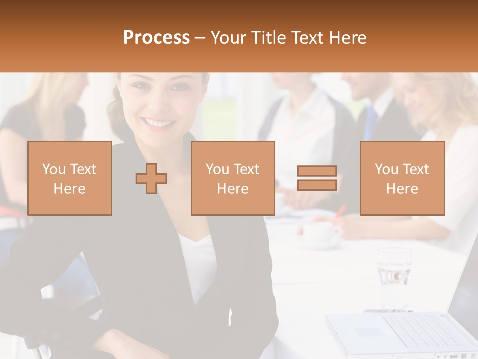 A Woman Sitting At A Table In Front Of A Group Of People PowerPoint Template