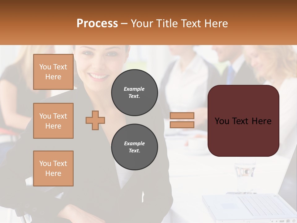 A Woman Sitting At A Table In Front Of A Group Of People PowerPoint Template