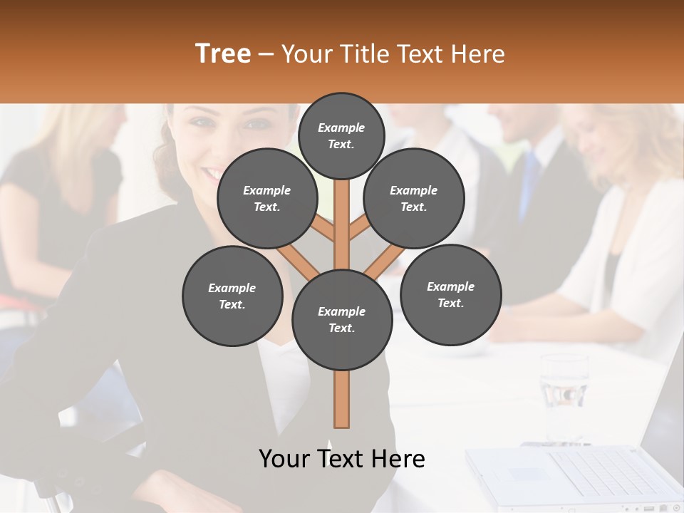 A Woman Sitting At A Table In Front Of A Group Of People PowerPoint Template