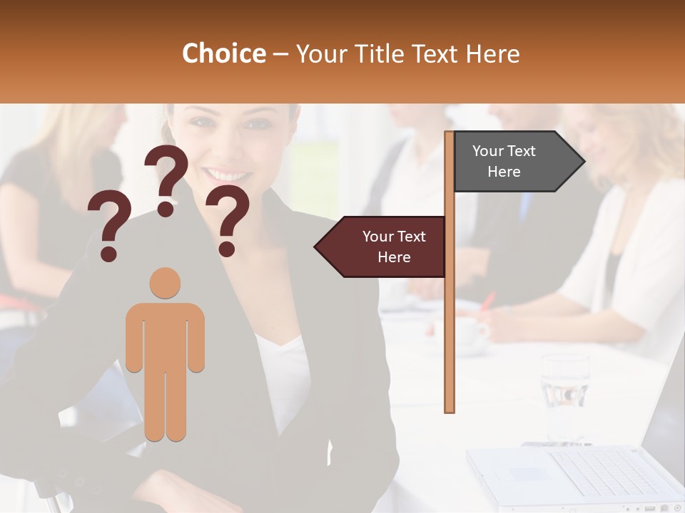 A Woman Sitting At A Table In Front Of A Group Of People PowerPoint Template