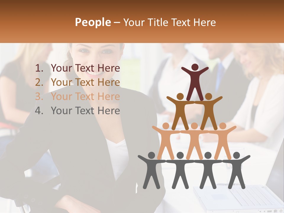 A Woman Sitting At A Table In Front Of A Group Of People PowerPoint Template