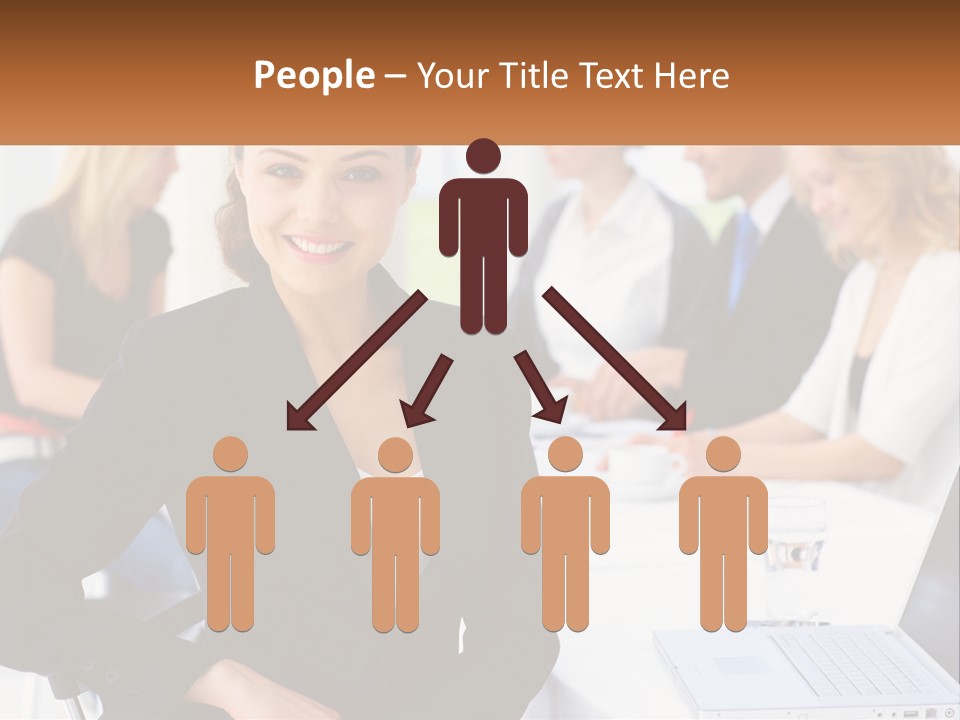 A Woman Sitting At A Table In Front Of A Group Of People PowerPoint Template