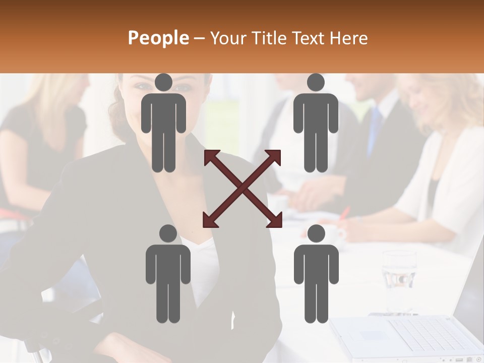 A Woman Sitting At A Table In Front Of A Group Of People PowerPoint Template