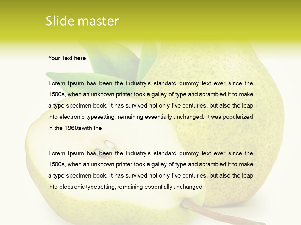 A Pear And A Pear Slice On A White Background PowerPoint Template