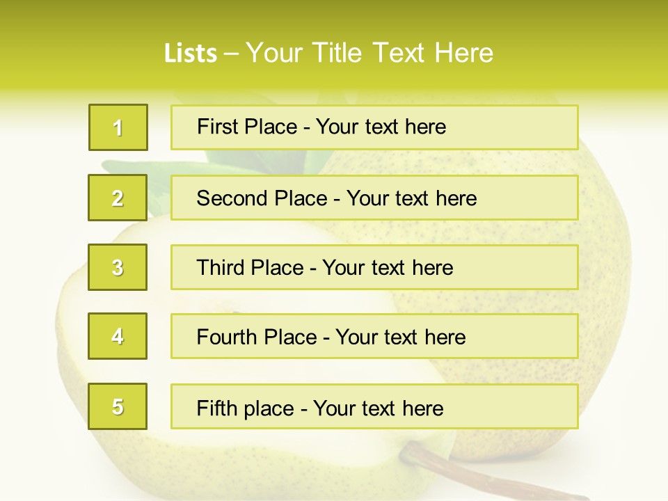 A Pear And A Pear Slice On A White Background PowerPoint Template
