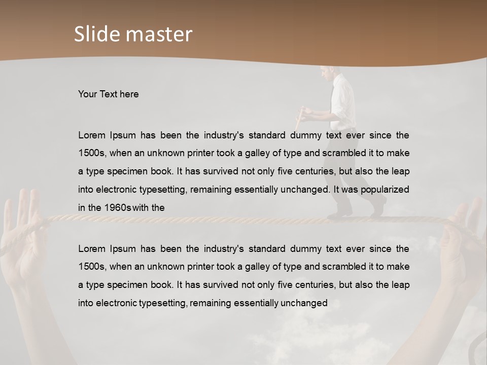 A Man Is Walking On A Rope With His Hands PowerPoint Template