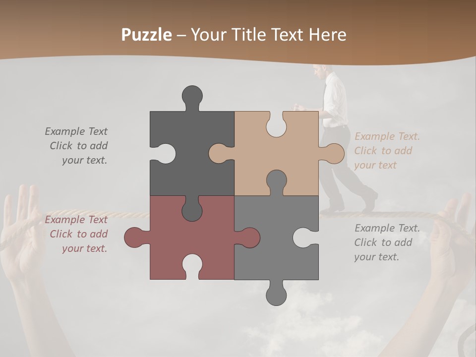 A Man Is Walking On A Rope With His Hands PowerPoint Template