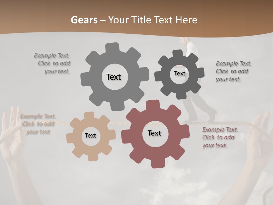 A Man Is Walking On A Rope With His Hands PowerPoint Template