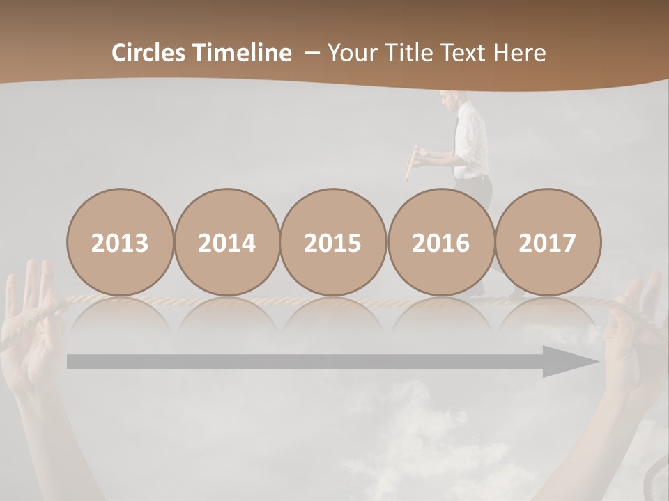 A Man Is Walking On A Rope With His Hands PowerPoint Template