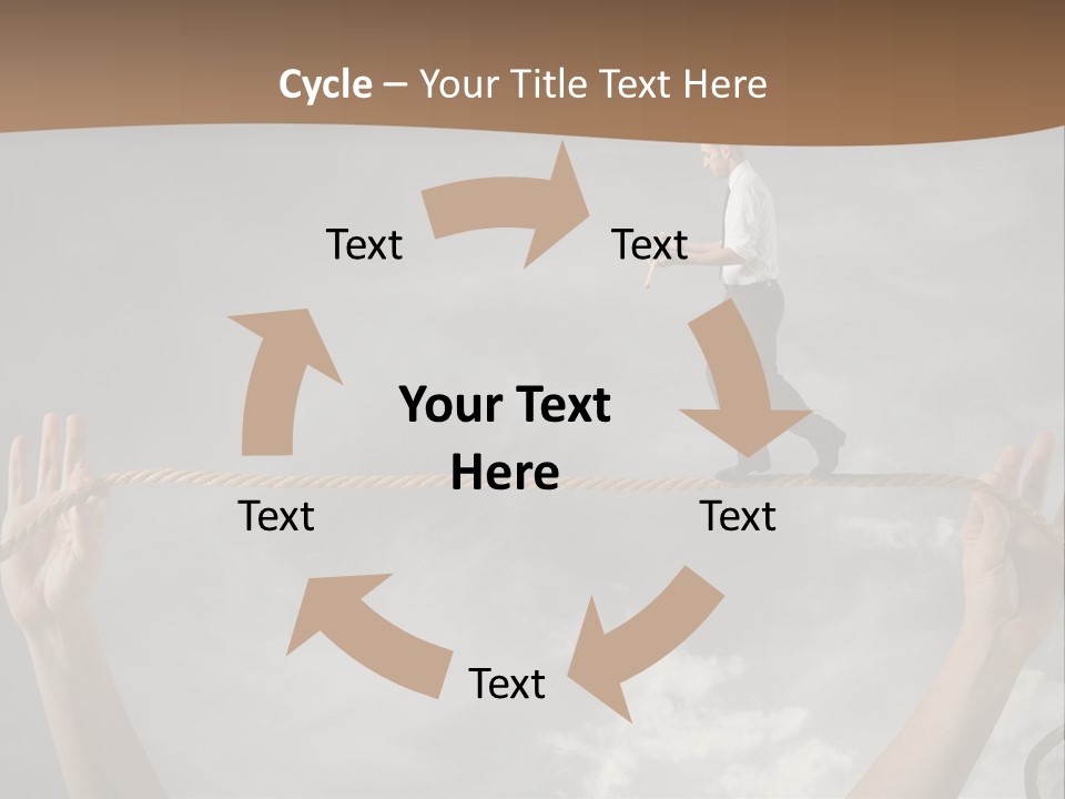 A Man Is Walking On A Rope With His Hands PowerPoint Template