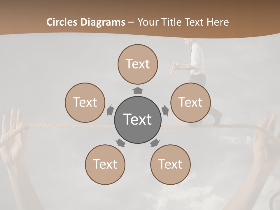 A Man Is Walking On A Rope With His Hands PowerPoint Template