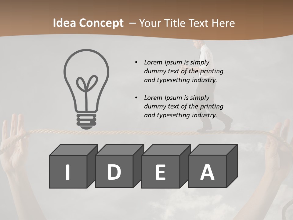 A Man Is Walking On A Rope With His Hands PowerPoint Template