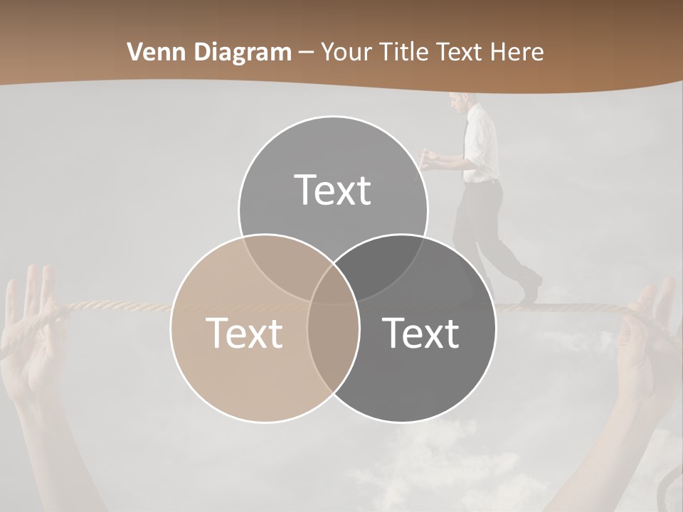 A Man Is Walking On A Rope With His Hands PowerPoint Template