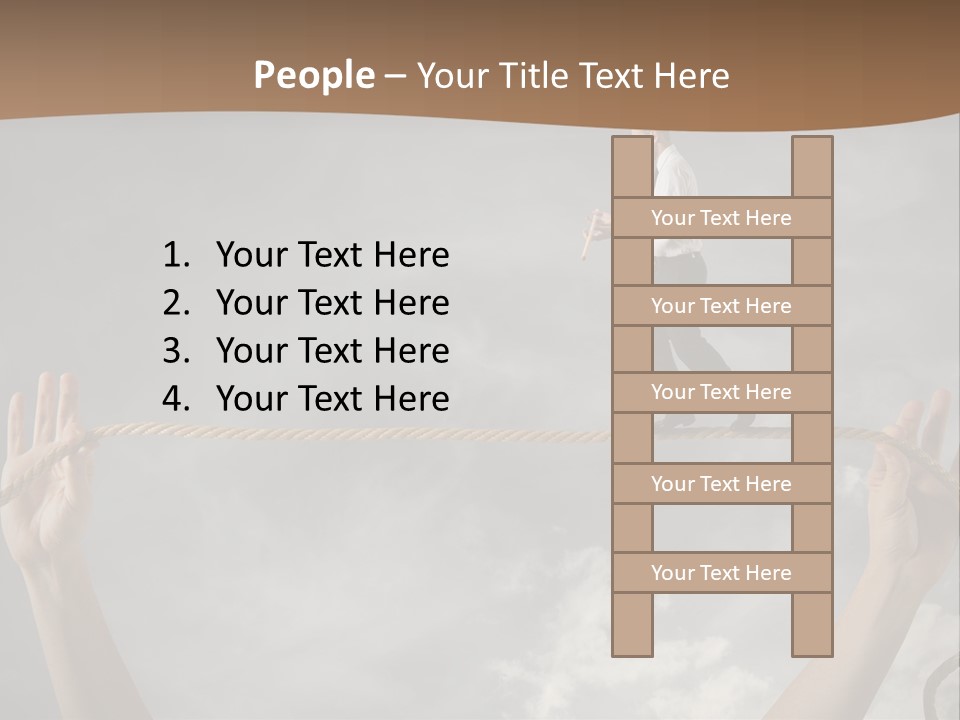 A Man Is Walking On A Rope With His Hands PowerPoint Template