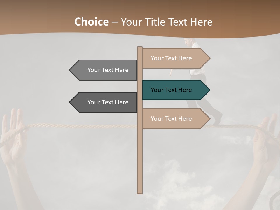 A Man Is Walking On A Rope With His Hands PowerPoint Template