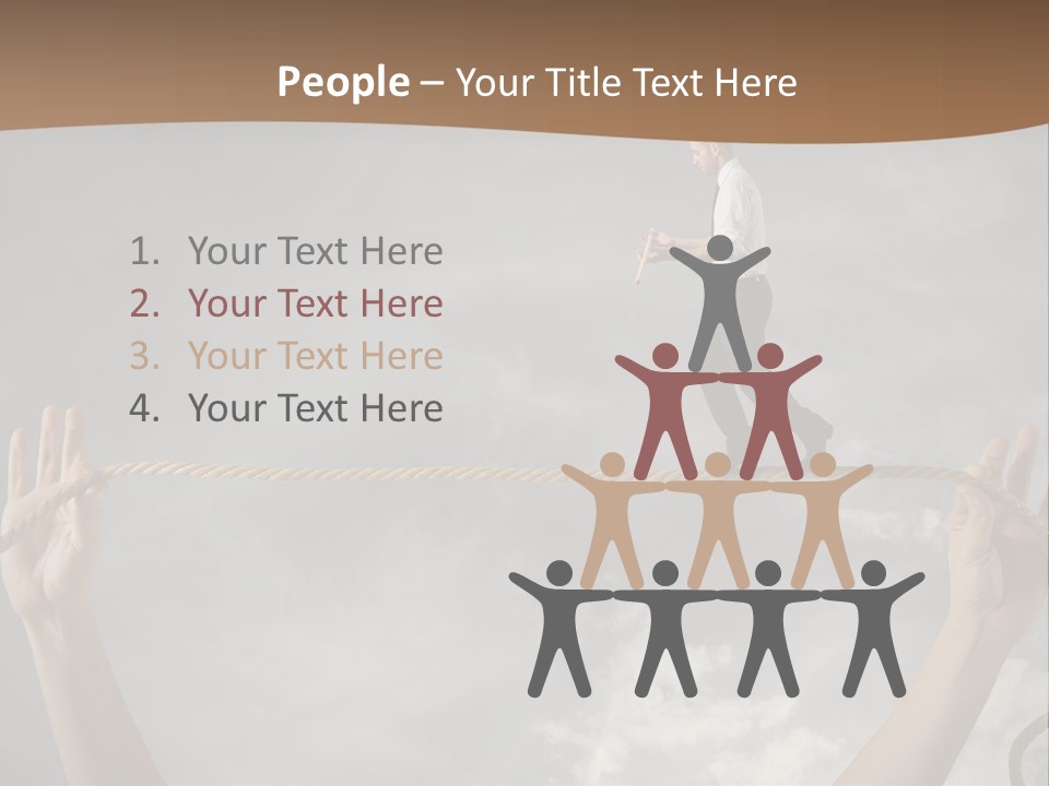 A Man Is Walking On A Rope With His Hands PowerPoint Template