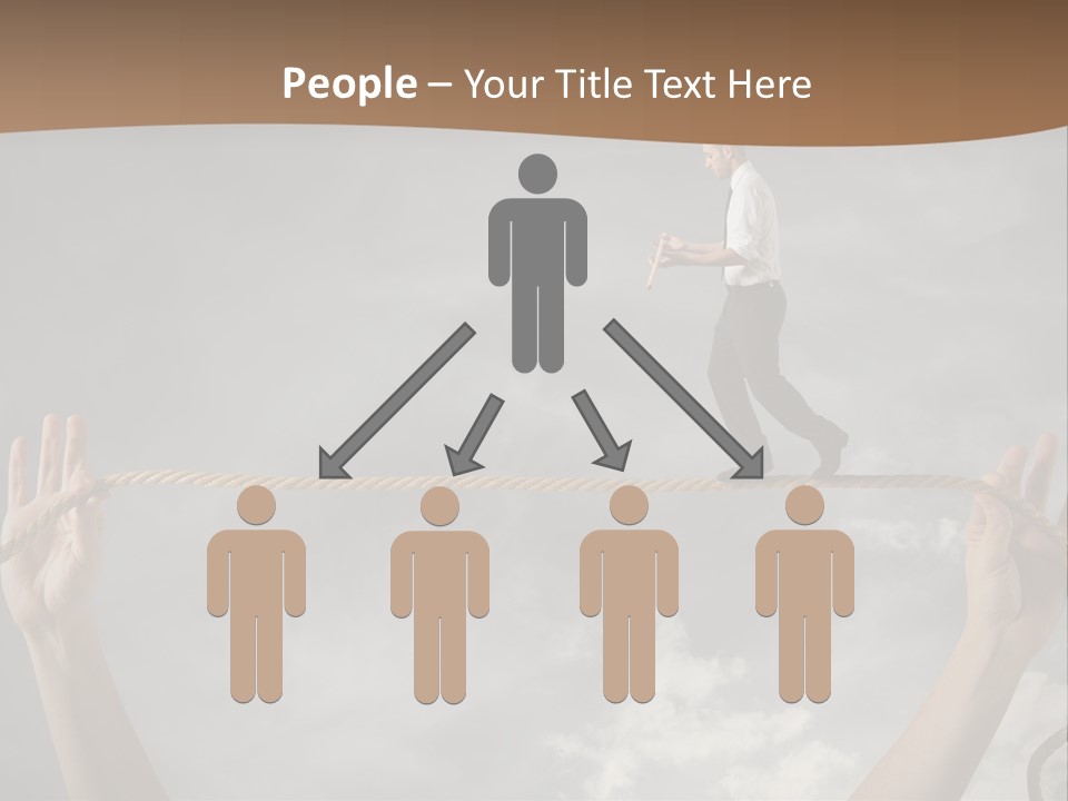 A Man Is Walking On A Rope With His Hands PowerPoint Template