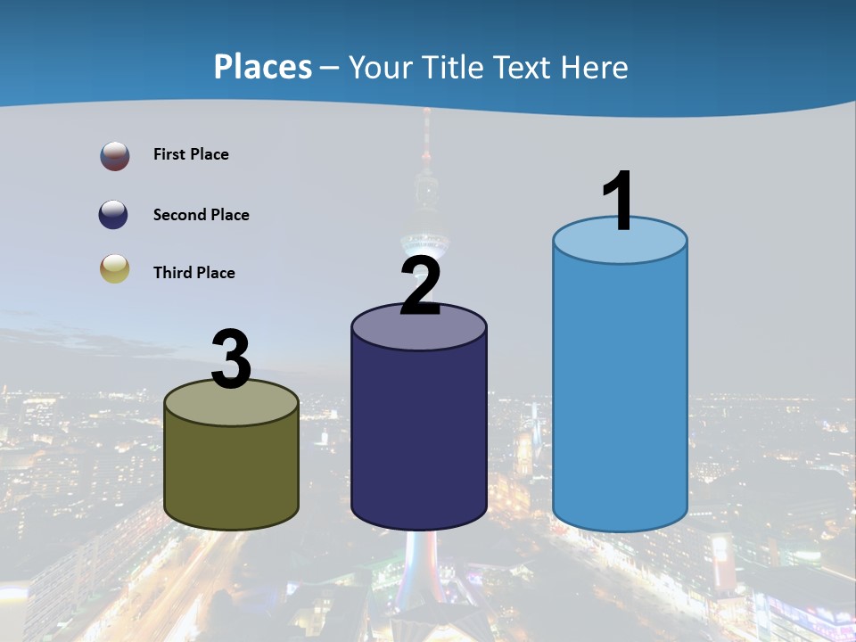 A View Of A City At Night From A High Point Of View PowerPoint Template