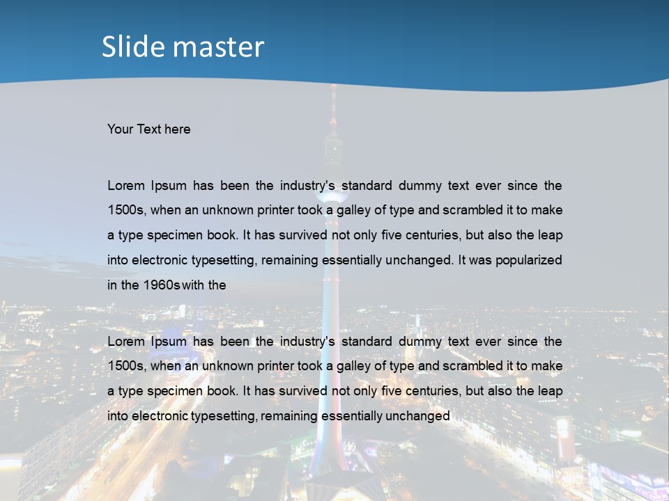 A View Of A City At Night From A High Point Of View PowerPoint Template