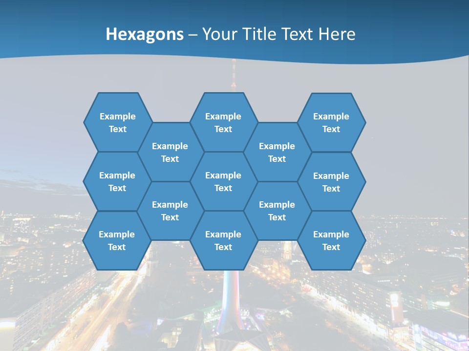 A View Of A City At Night From A High Point Of View PowerPoint Template