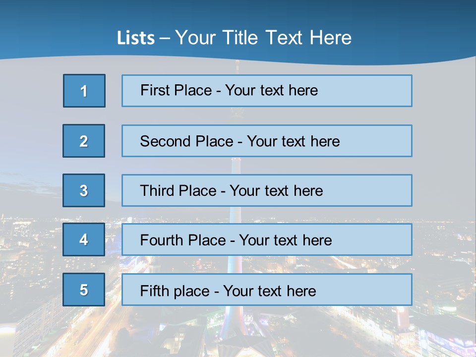 A View Of A City At Night From A High Point Of View PowerPoint Template