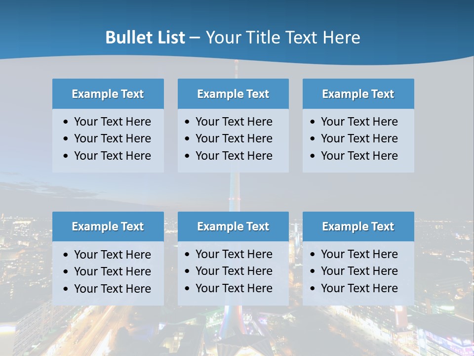 A View Of A City At Night From A High Point Of View PowerPoint Template