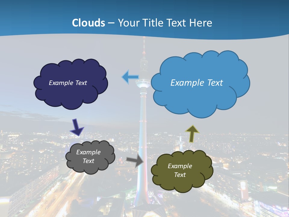 A View Of A City At Night From A High Point Of View PowerPoint Template