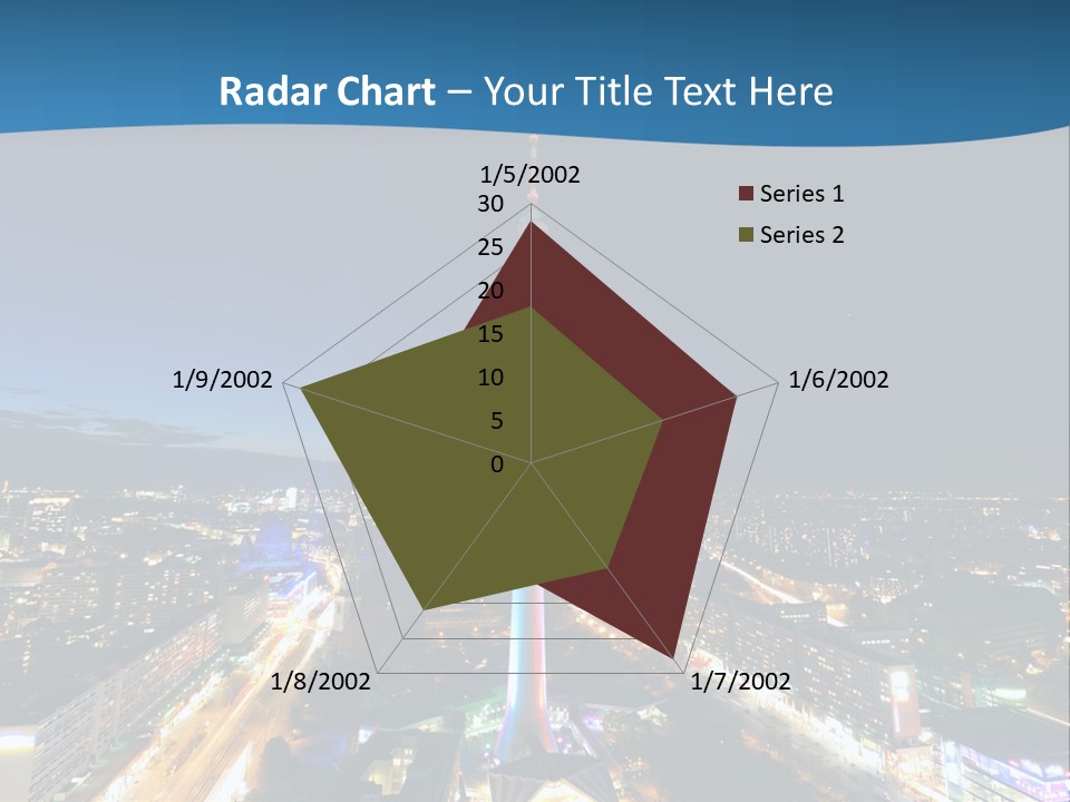 A View Of A City At Night From A High Point Of View PowerPoint Template