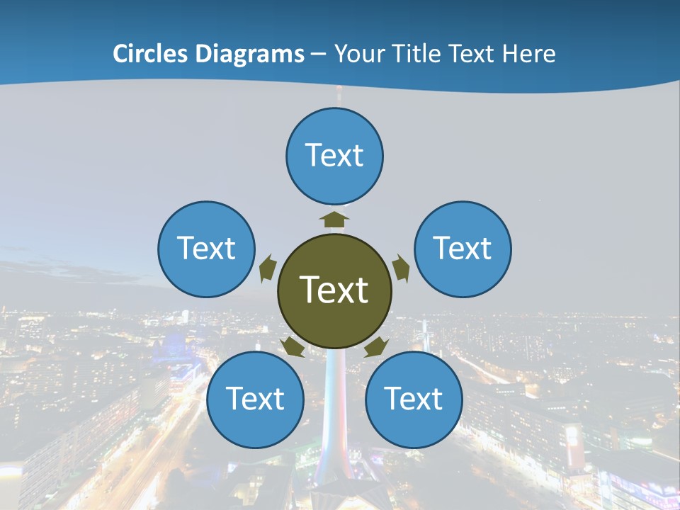 A View Of A City At Night From A High Point Of View PowerPoint Template