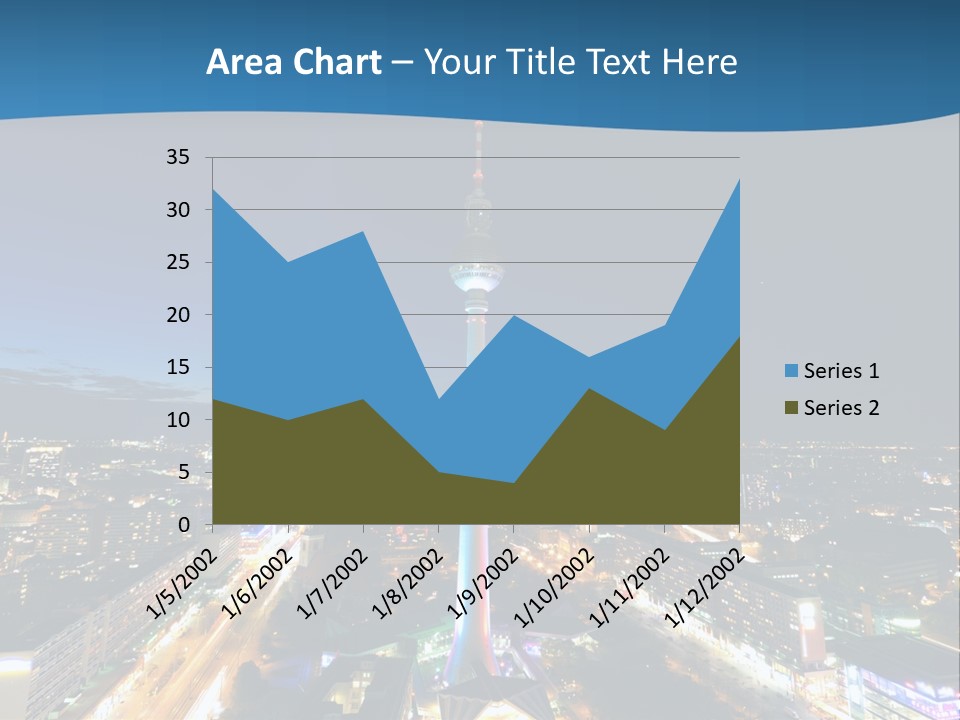 A View Of A City At Night From A High Point Of View PowerPoint Template