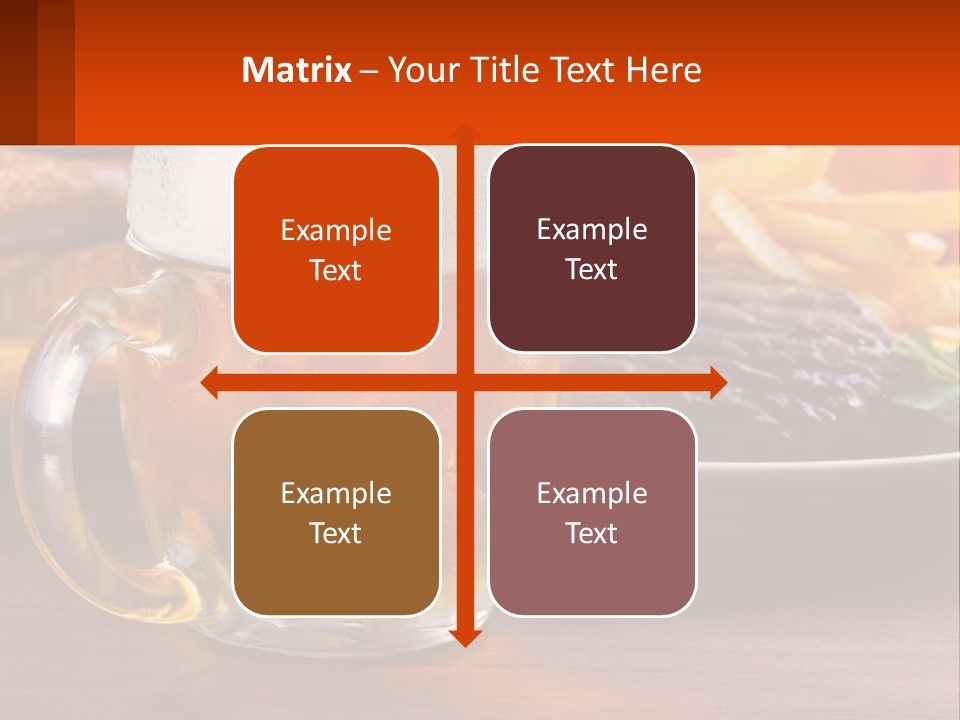 A Plate Of Food And A Glass Of Beer On A Table PowerPoint Template
