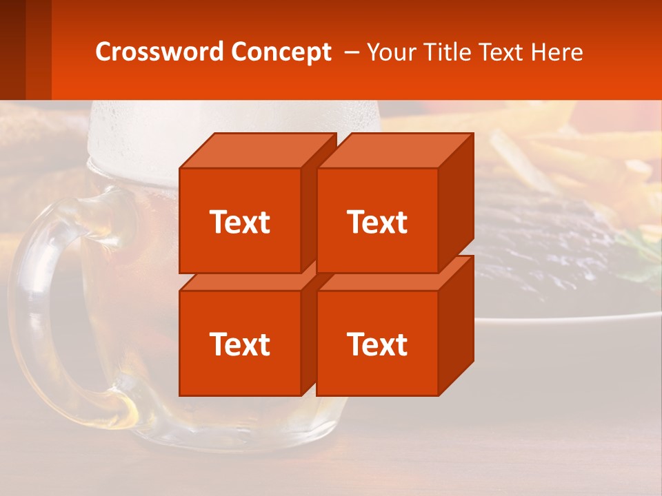 A Plate Of Food And A Glass Of Beer On A Table PowerPoint Template