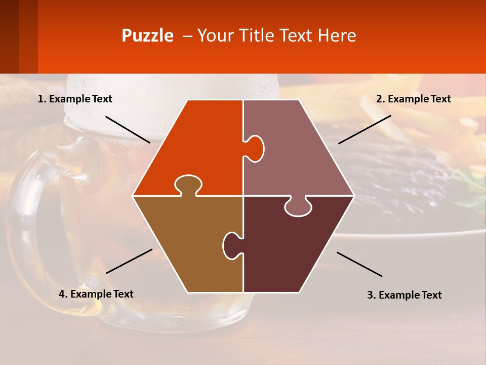 A Plate Of Food And A Glass Of Beer On A Table PowerPoint Template