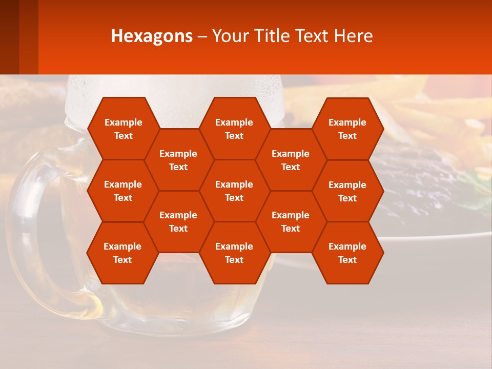 A Plate Of Food And A Glass Of Beer On A Table PowerPoint Template