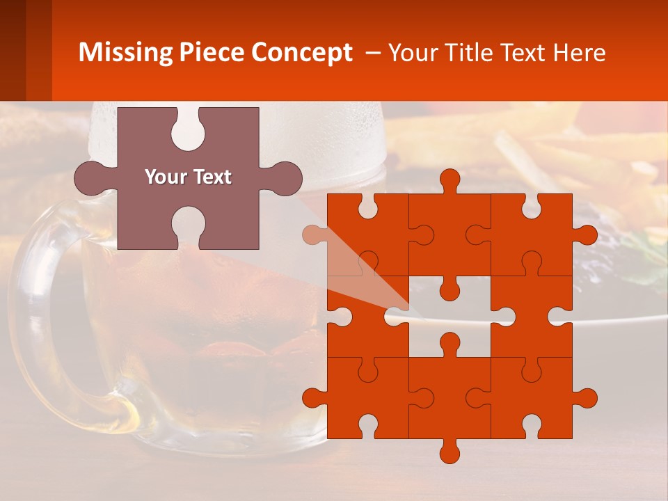 A Plate Of Food And A Glass Of Beer On A Table PowerPoint Template
